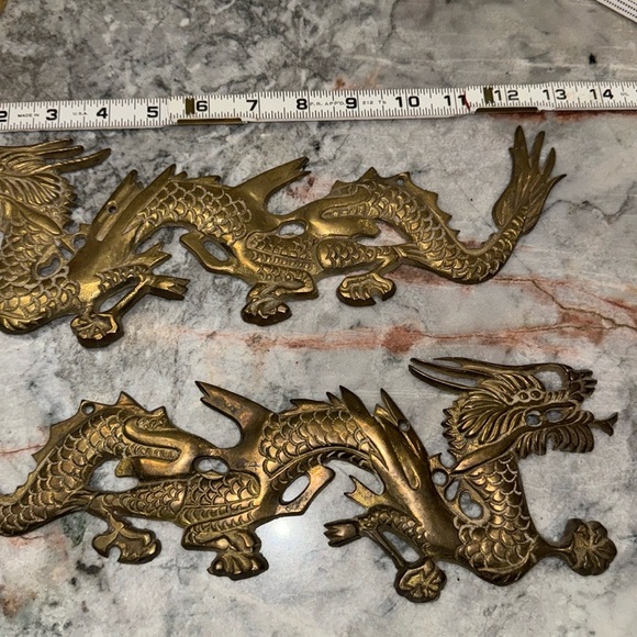 Set Of 2 Vintage Brass Dragons - Picture 10 of 11